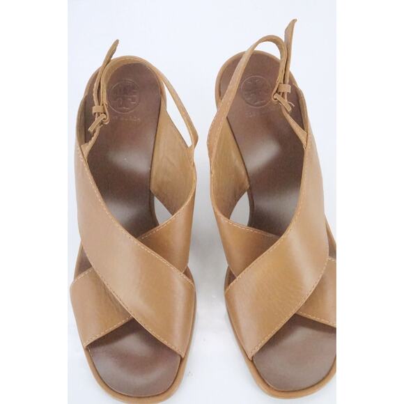 Tory Burch Gabrielle Cross Ankle Strap Slingback Wedge Sandal Size 9 New $350 - Picture 10 of 11